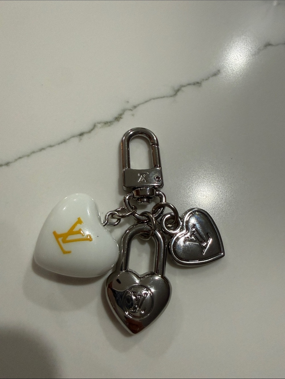 White Heart Silver Mini Bag Charm